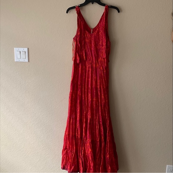 Free People Milkmaid tie straps red maxi dress - Picture 5 of 6